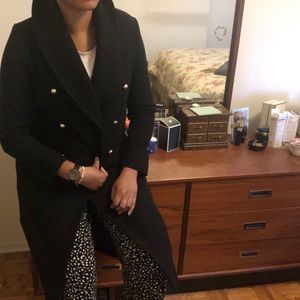 🍁🍂Club Monaco - Wool Double-Breasted Trench Coat in Black🍁🍂